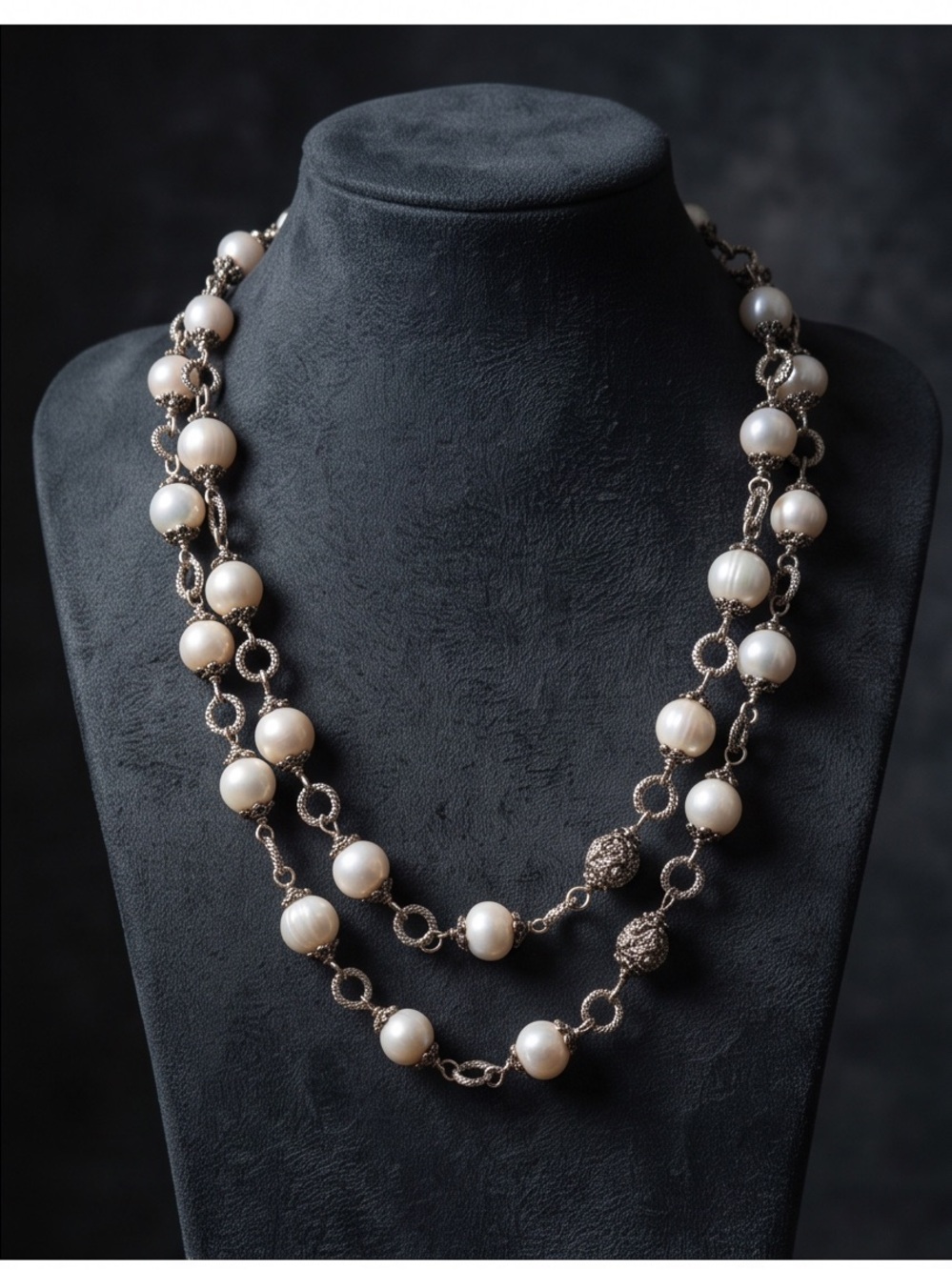 Classic White Pearl Double Strand Necklace☑️